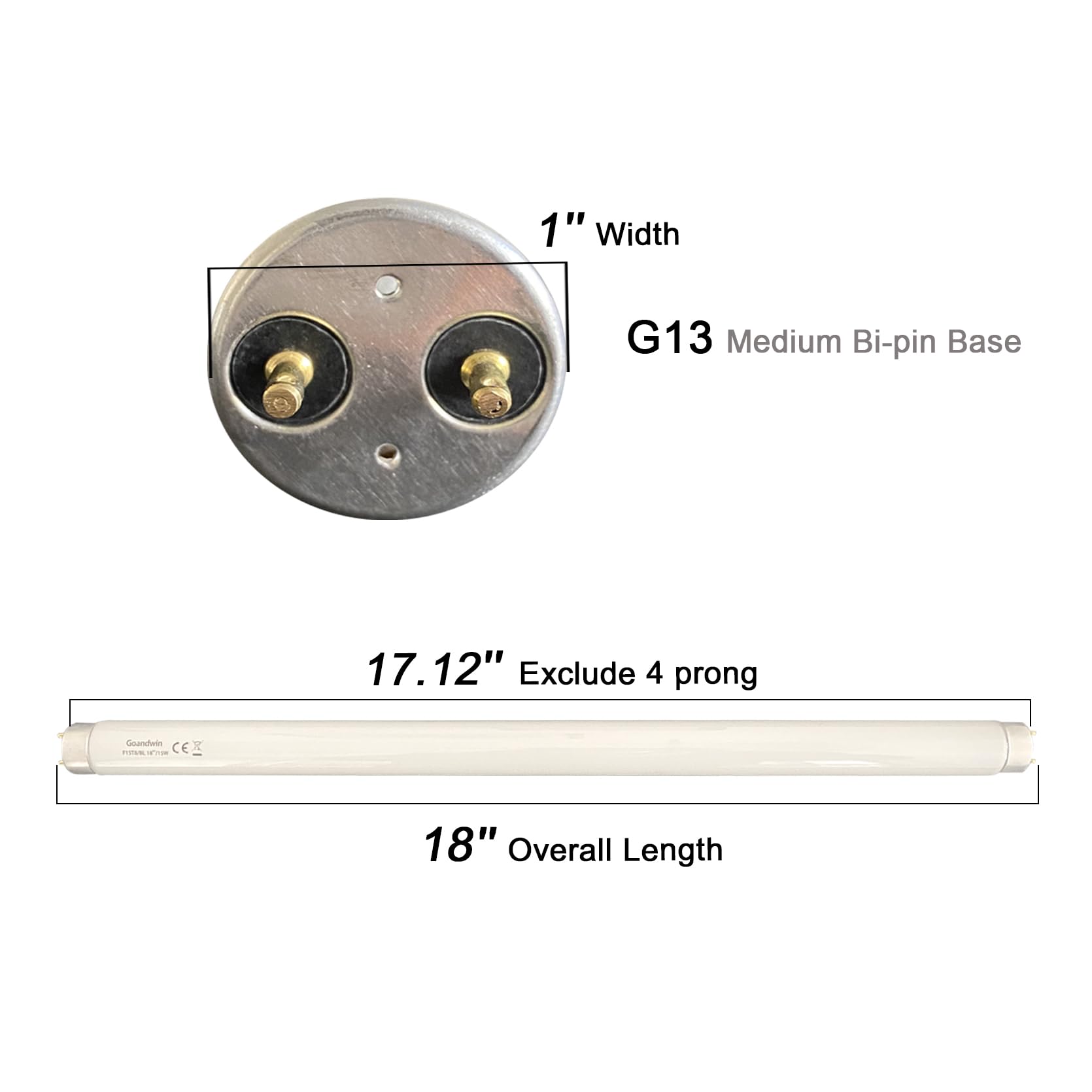 Flyercatch F15T8 Black Light Blue Bulbs - 2 Pack, 18 Inch Glass Replacement Tubes